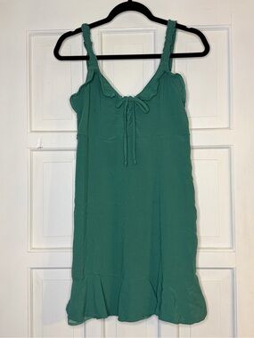 American Eagle Outfitters Green Ruffle Strap Mini Dress